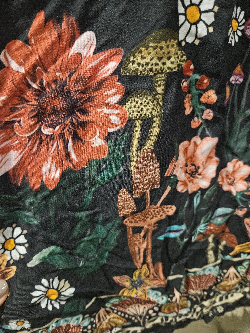 Natural Life Boho Floral Mushroom Tunic Top XXL Black - Picture 6 of 6